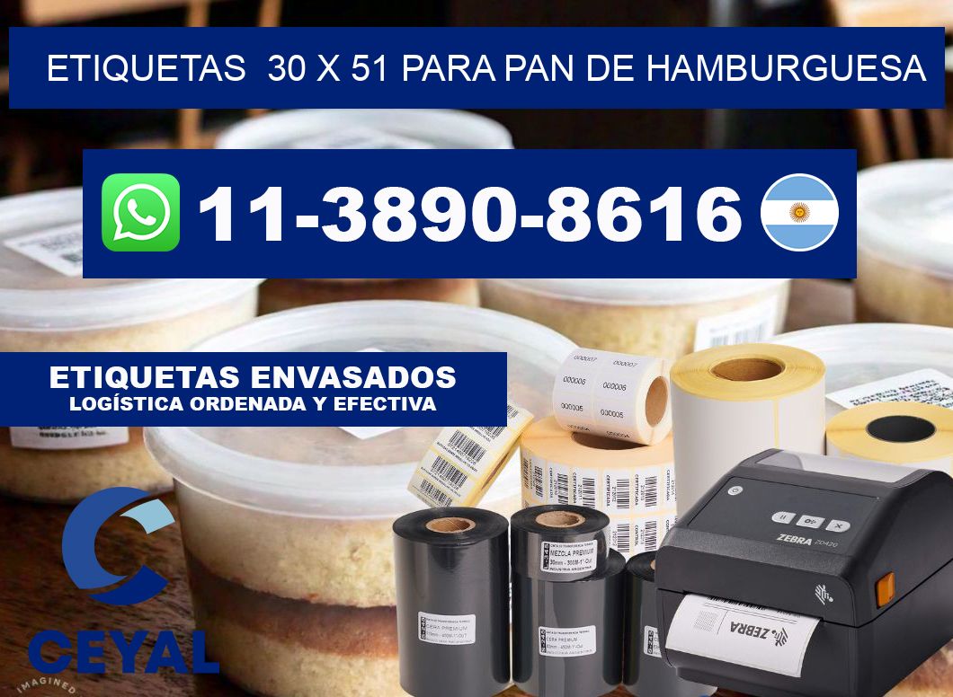 etiquetas  30 x 51 para Pan de hamburguesa