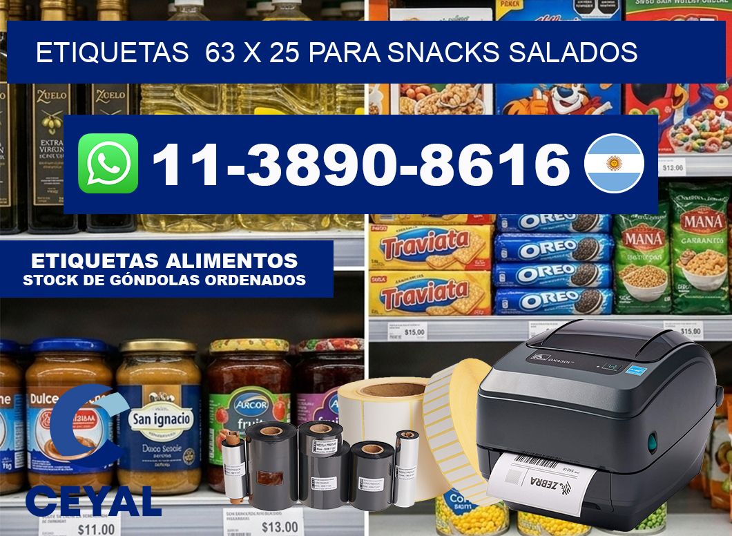 etiquetas  63 x 25 para Snacks salados