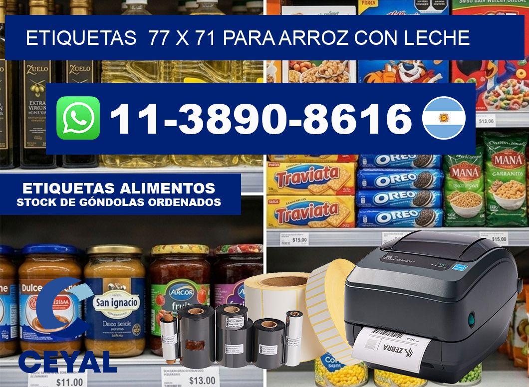 etiquetas  77 x 71 para Arroz con leche