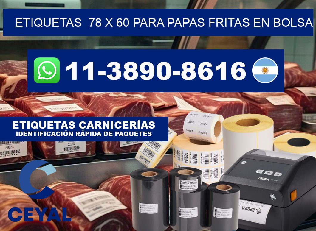 etiquetas 78 x 60 para Papas fritas en bolsa
