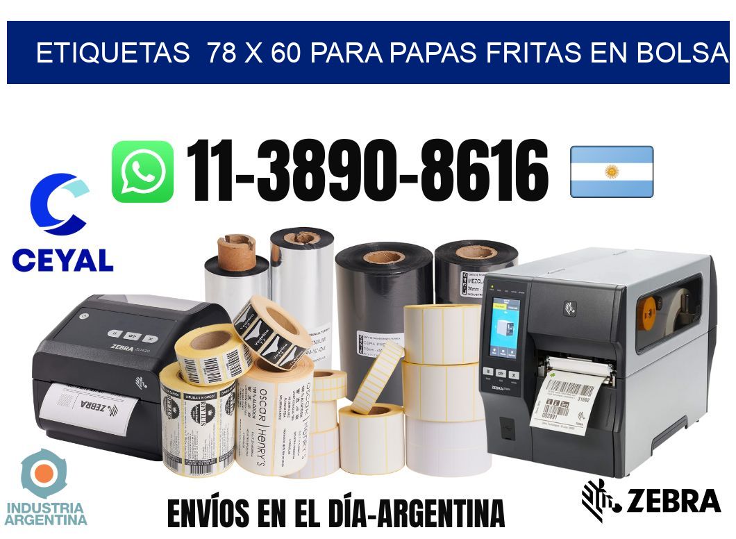 etiquetas 78 x 60 para Papas fritas en bolsa