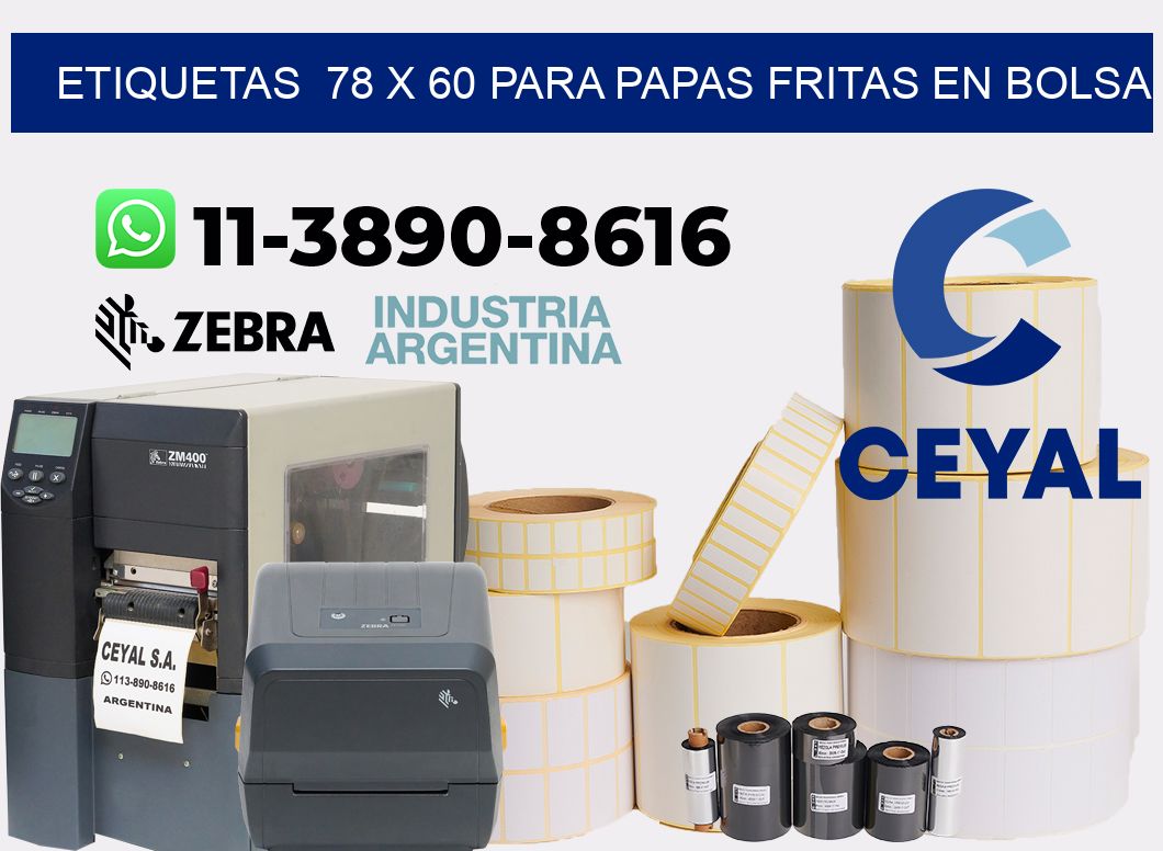 etiquetas 78 x 60 para Papas fritas en bolsa