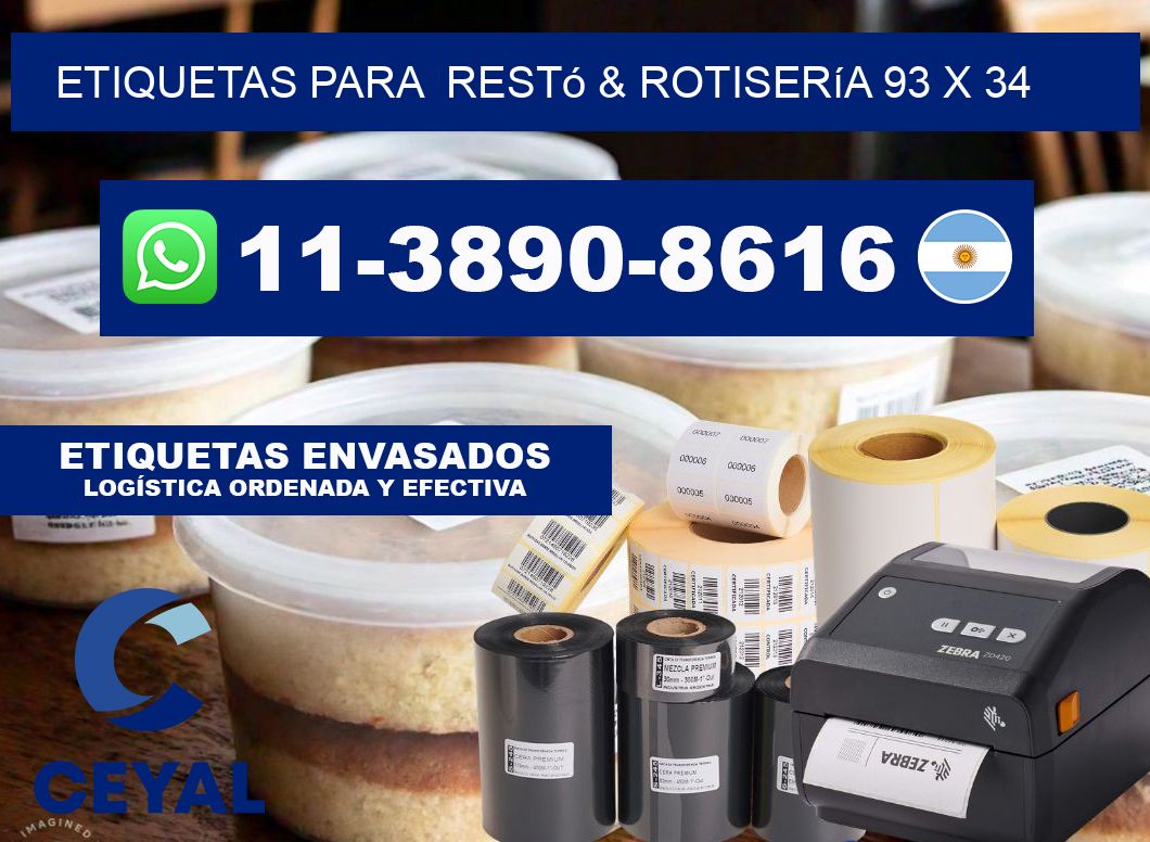 etiquetas para  Restó & rotisería 93 x 34