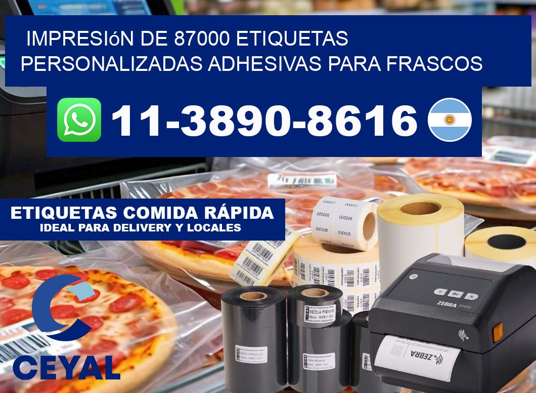 impresión de 87000 etiquetas personalizadas adhesivas para frascos