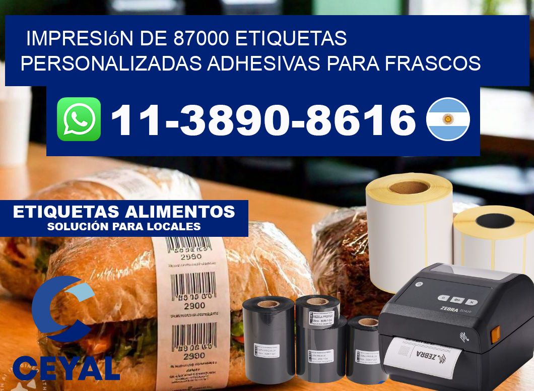 impresión de 87000 etiquetas personalizadas adhesivas para frascos