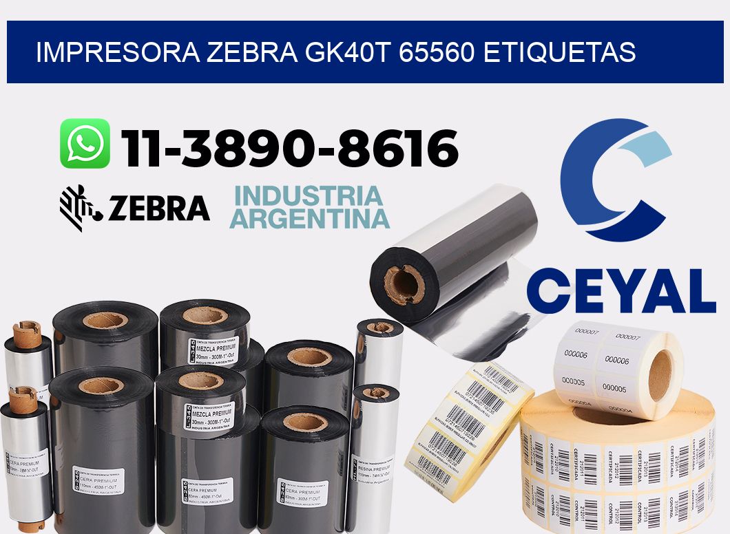 impresora zebra gk40t 65560 etiquetas