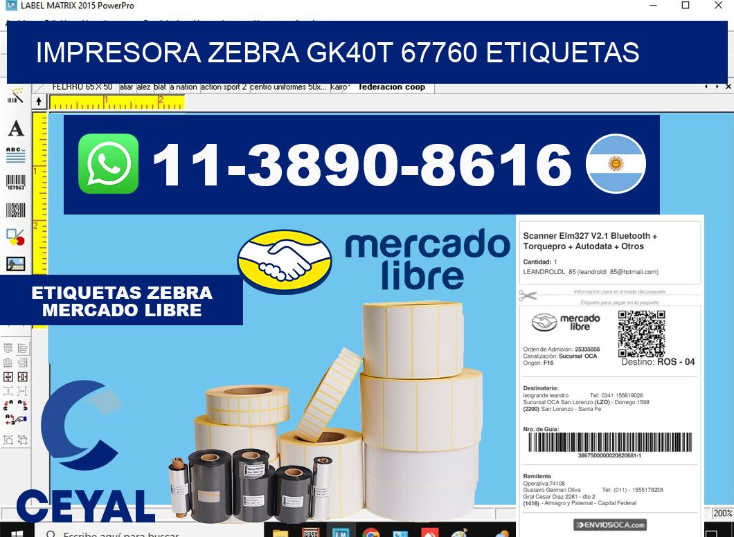 impresora zebra gk40t 67760 etiquetas