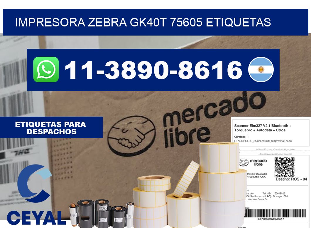 impresora zebra gk40t 75605 etiquetas