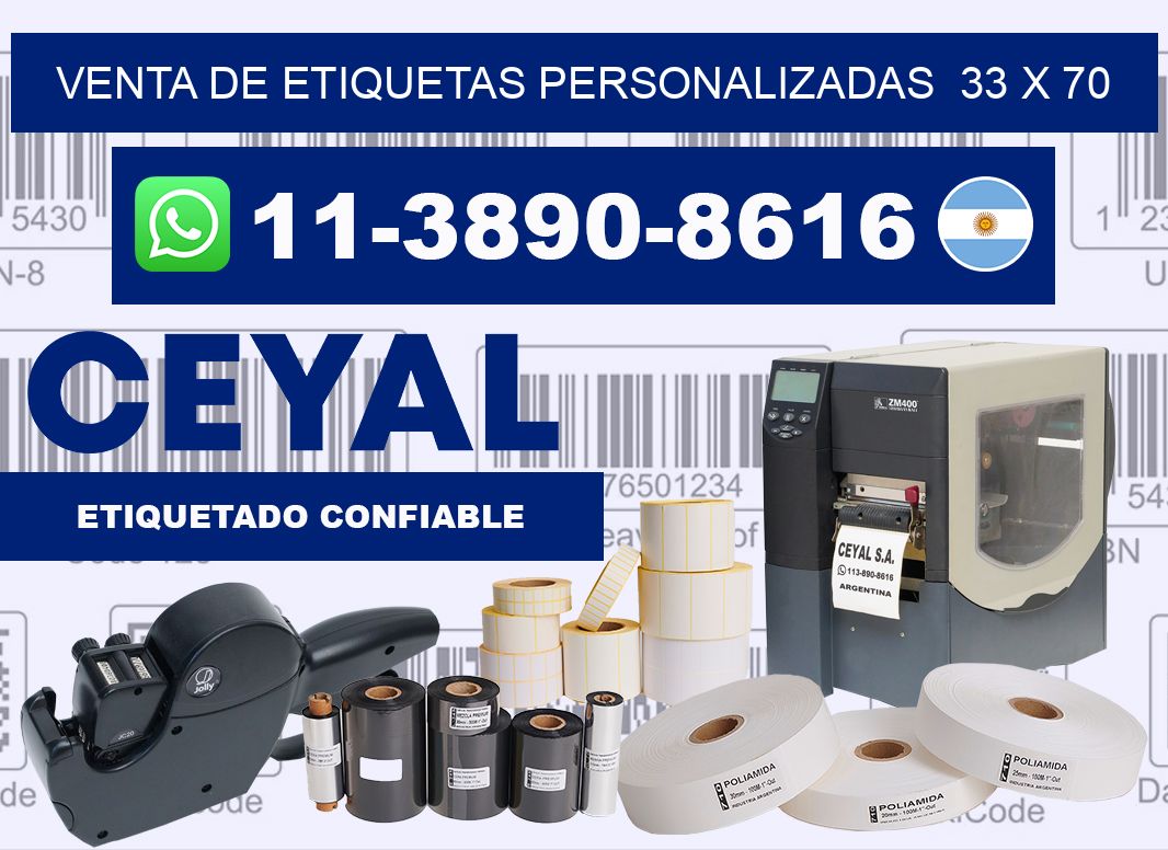 venta de etiquetas personalizadas  33 x 70