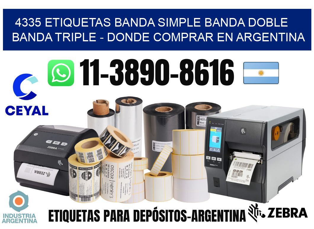 4335 etiquetas banda simple banda doble banda triple - Donde Comprar en Argentina