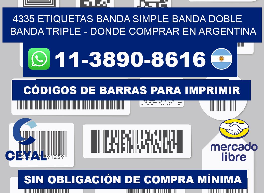 4335 etiquetas banda simple banda doble banda triple - Donde Comprar en Argentina