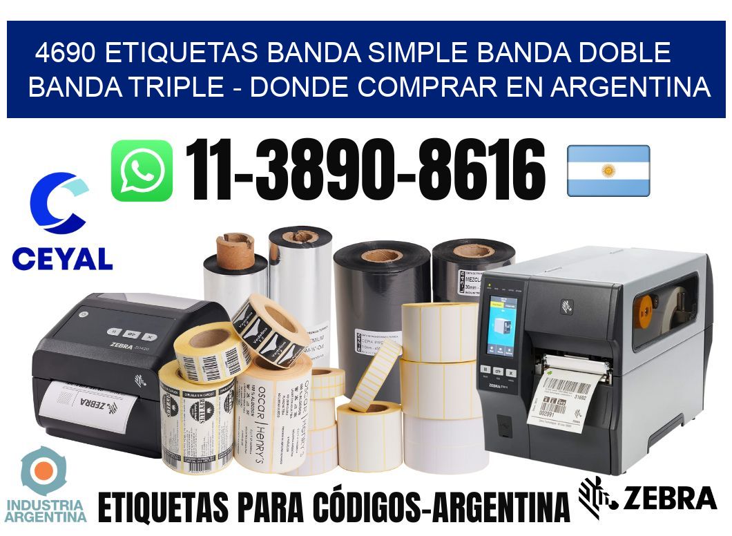 4690 etiquetas banda simple banda doble banda triple - Donde Comprar en Argentina