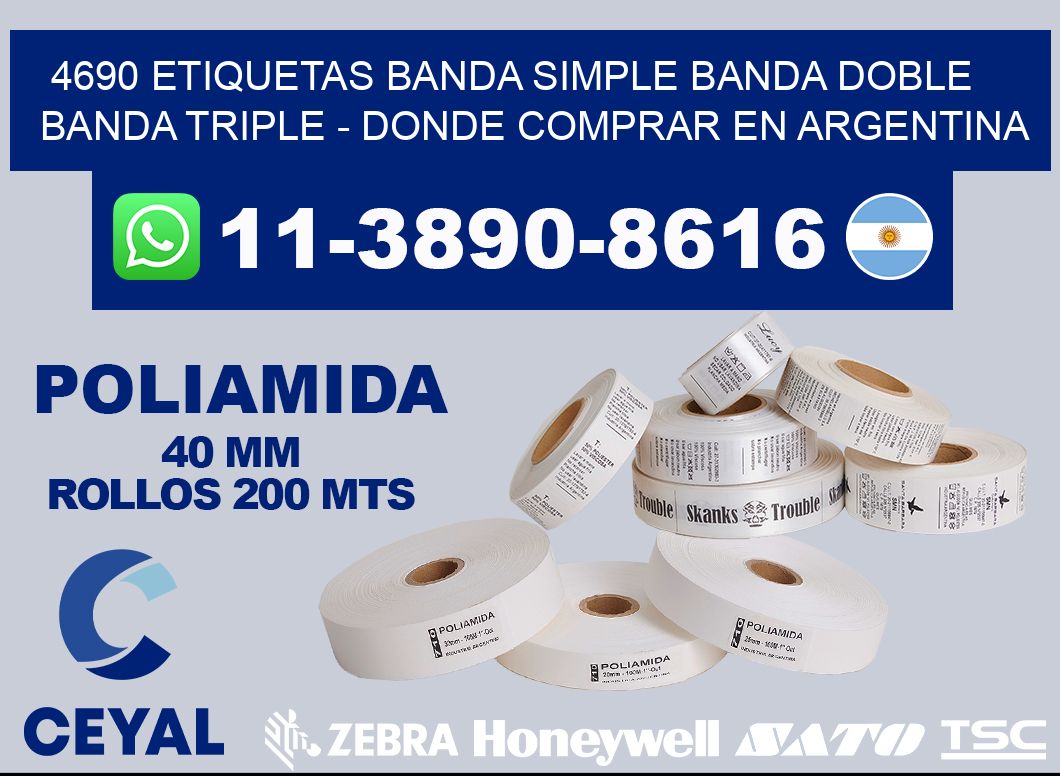 4690 etiquetas banda simple banda doble banda triple - Donde Comprar en Argentina
