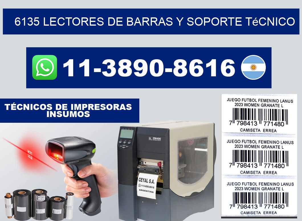 6135 Lectores de barras y Soporte Técnico