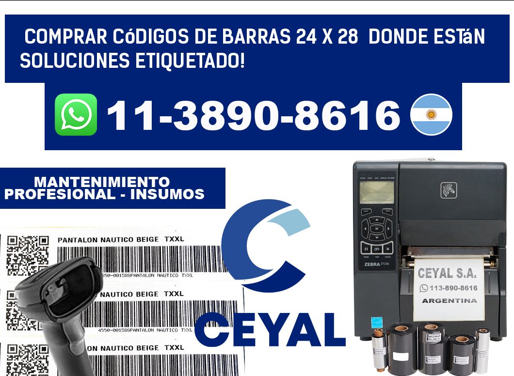Comprar códigos de barras 24 x 28  donde están soluciones etiquetado!