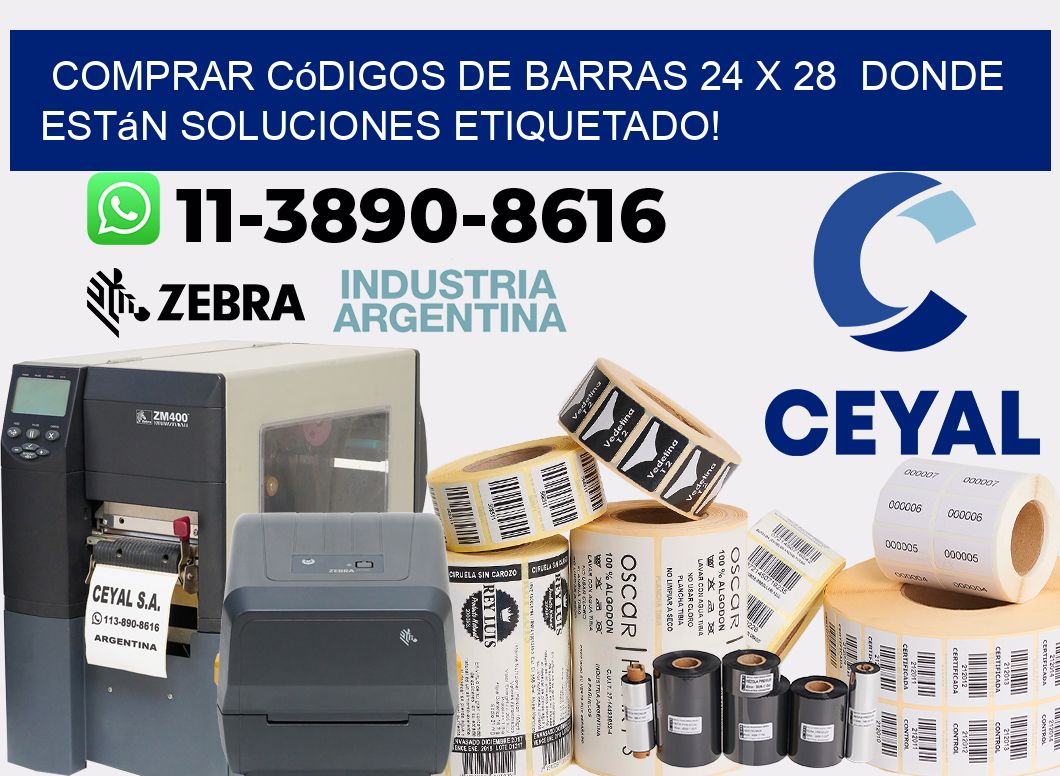 Comprar códigos de barras 24 x 28  donde están soluciones etiquetado!