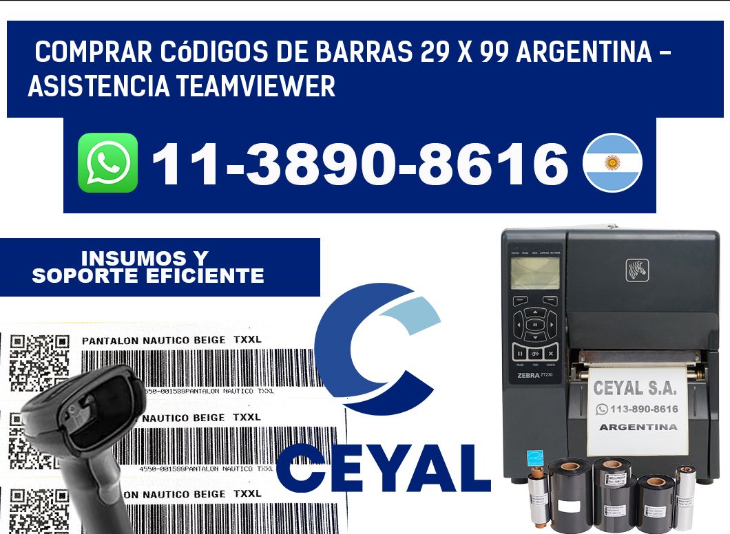 Comprar códigos de barras 29 x 99 argentina - asistencia teamviewer