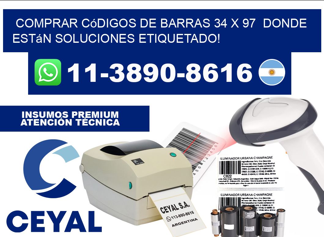 Comprar códigos de barras 34 x 97  donde están soluciones etiquetado!