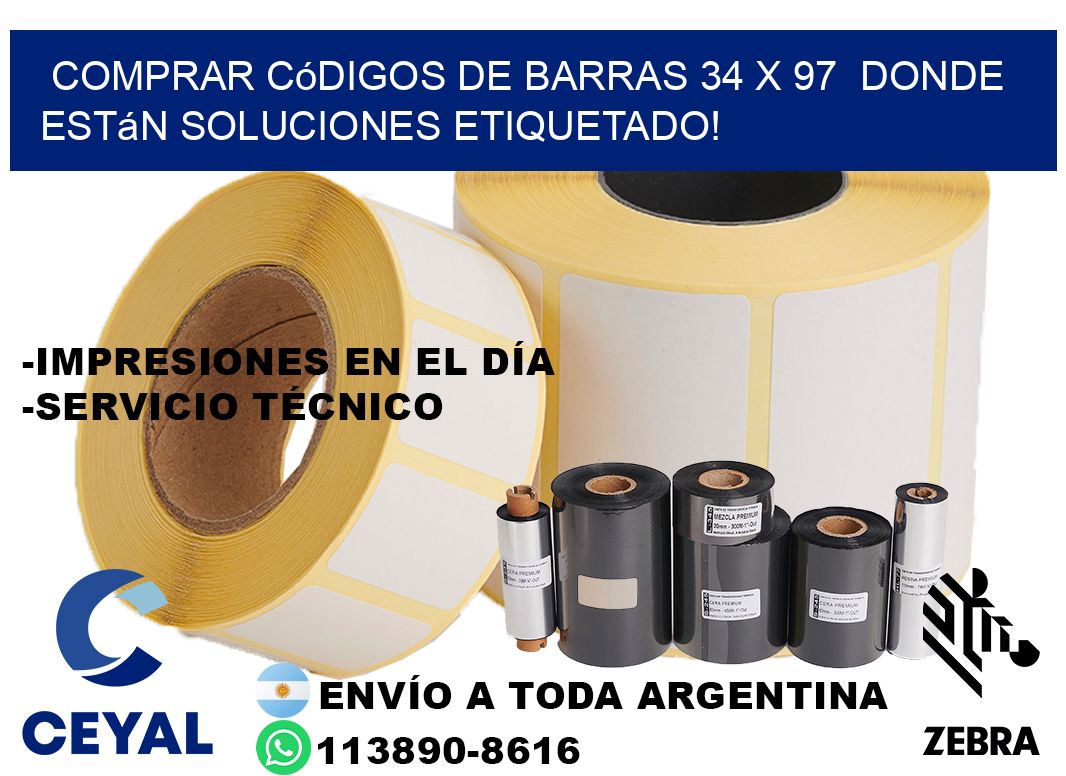 Comprar códigos de barras 34 x 97  donde están soluciones etiquetado!