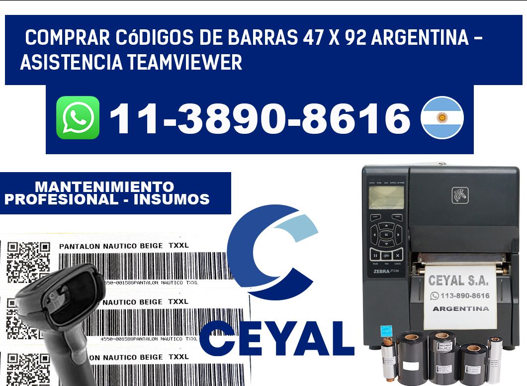 Comprar códigos de barras 47 x 92 argentina - asistencia teamviewer