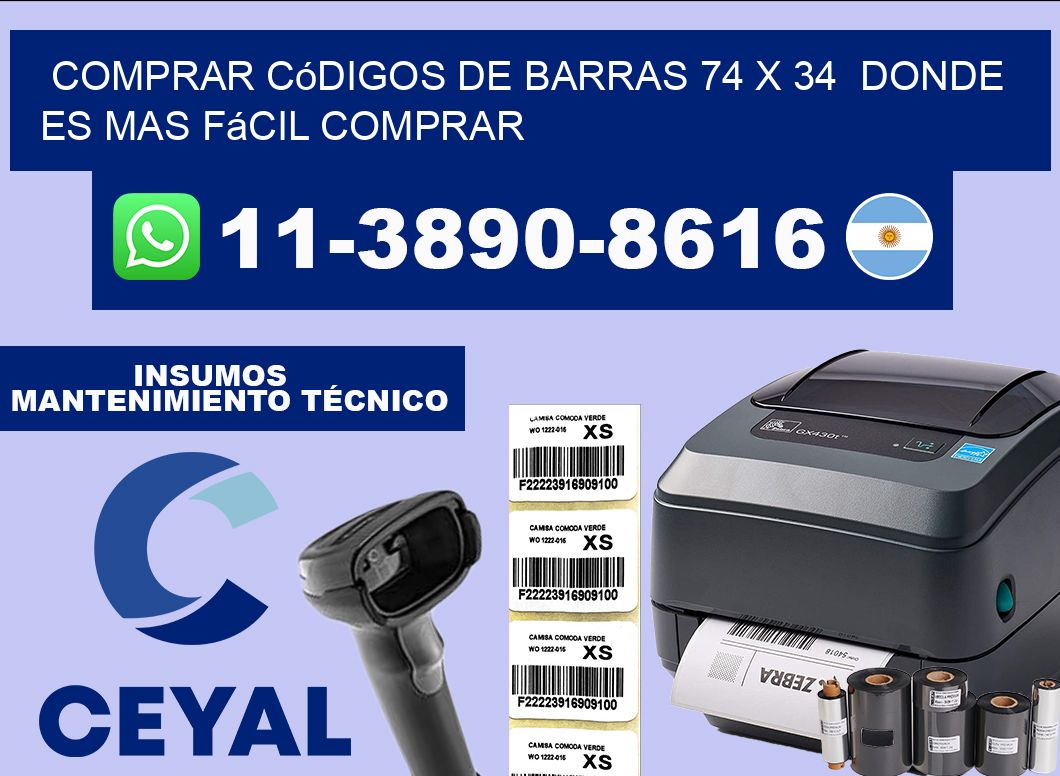 Comprar códigos de barras 74 x 34  Donde es mas fácil comprar