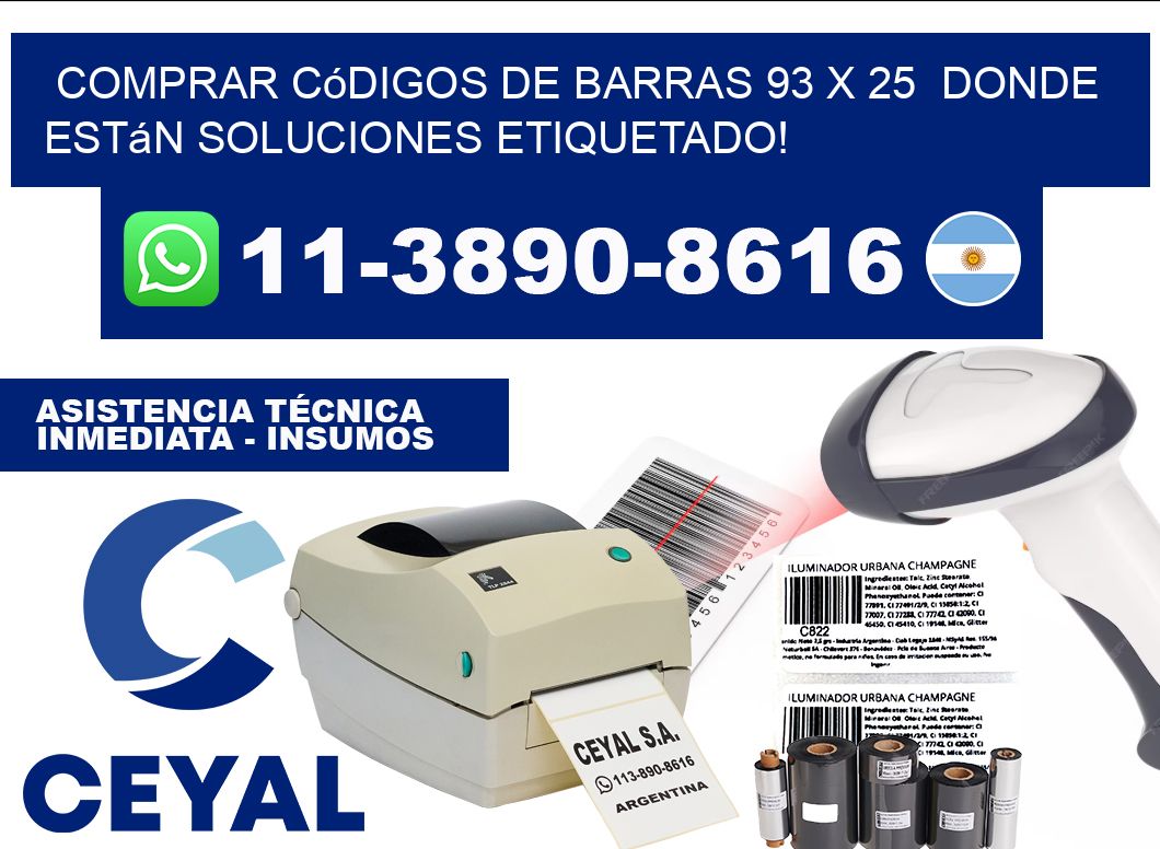 Comprar códigos de barras 93 x 25  donde están soluciones etiquetado!