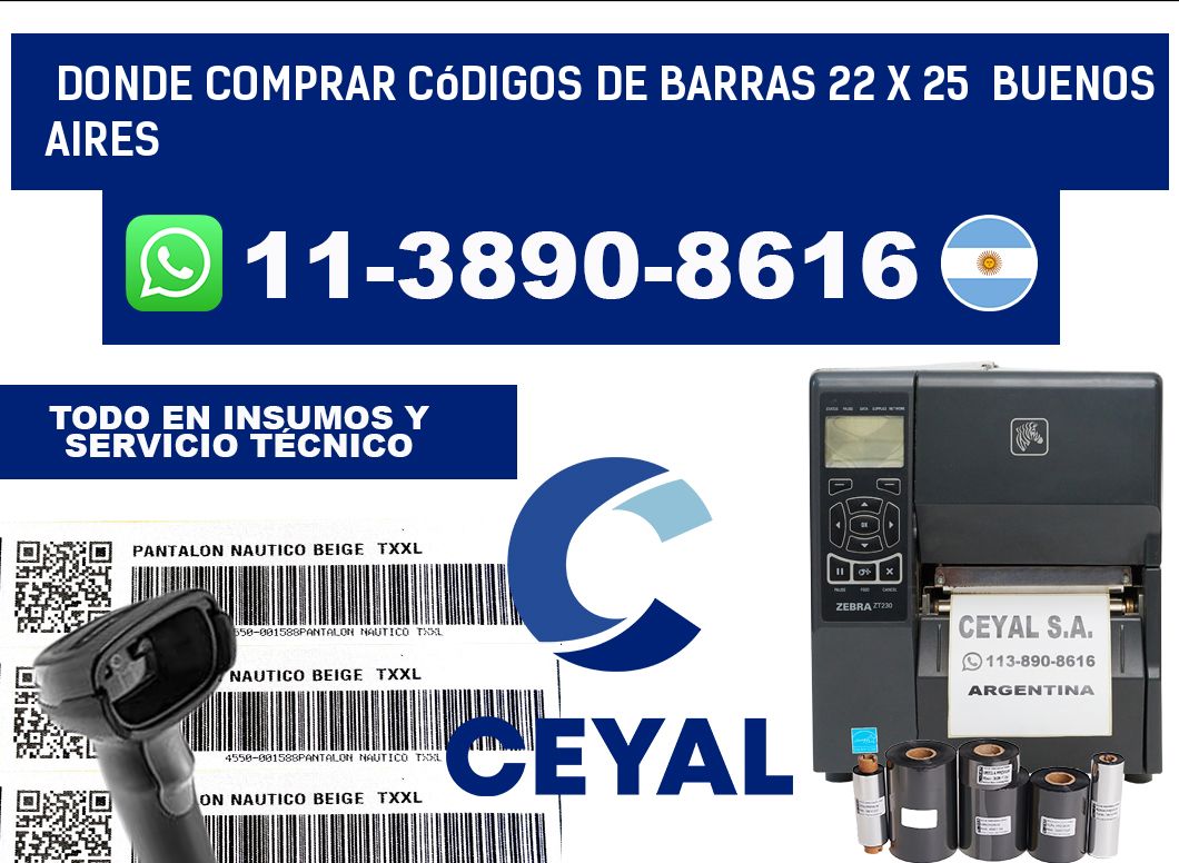 Donde Comprar códigos de barras 22 x 25  Buenos Aires