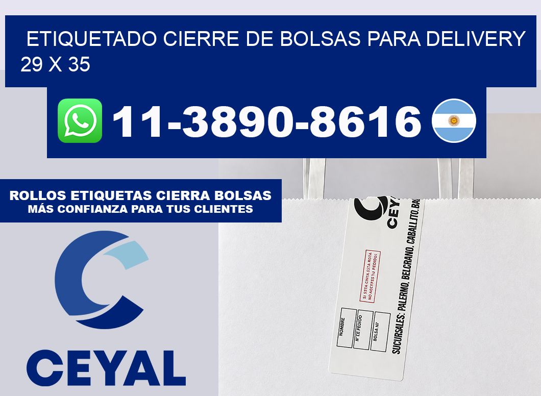 ETIQUETADO CIERRE DE BOLSAS PARA DELIVERY 29 x 35