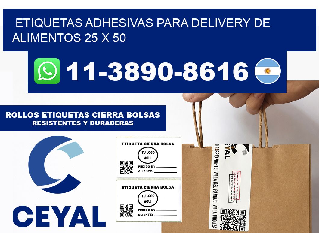 ETIQUETAS ADHESIVAS PARA DELIVERY DE ALIMENTOS 25 x 50