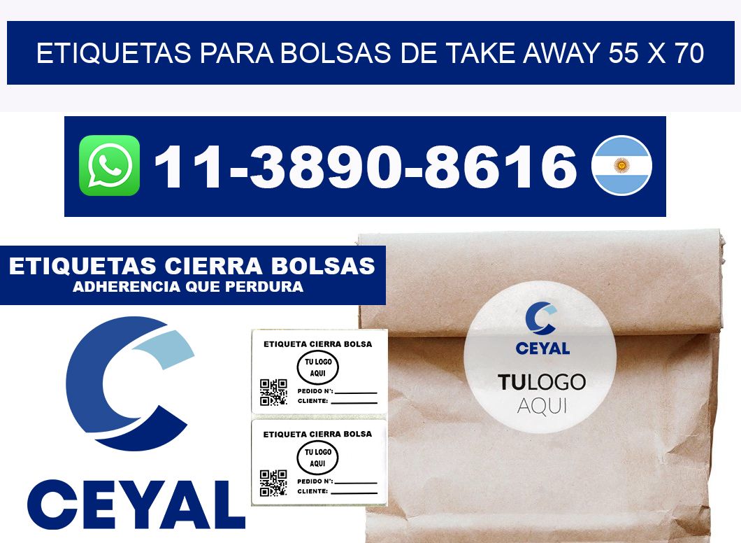 ETIQUETAS PARA BOLSAS DE TAKE AWAY 55 x 70