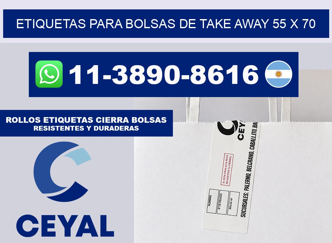 ETIQUETAS PARA BOLSAS DE TAKE AWAY 55 x 70
