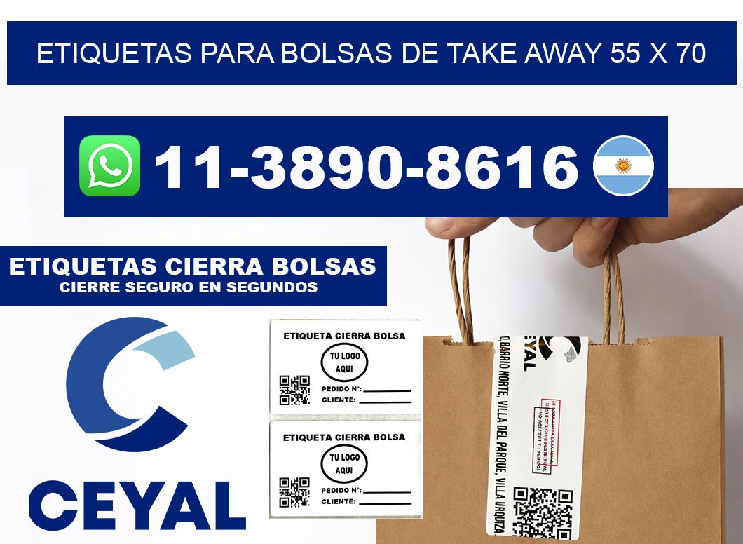 ETIQUETAS PARA BOLSAS DE TAKE AWAY 55 x 70