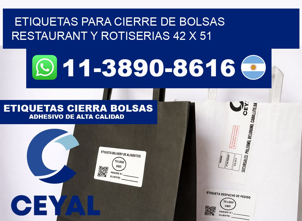 ETIQUETAS PARA CIERRE DE BOLSAS RESTAURANT Y ROTISERIAS 42 x 51