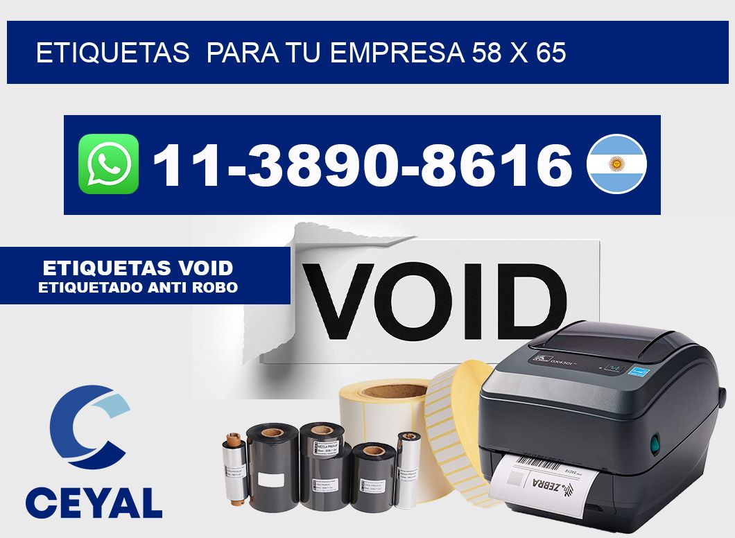 Etiquetas  para tu empresa 58 x 65