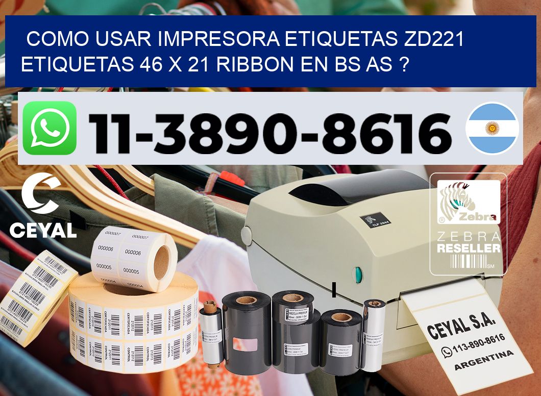 como usar impresora etiquetas zd221 etiquetas 46 x 21 ribbon en BS AS ?