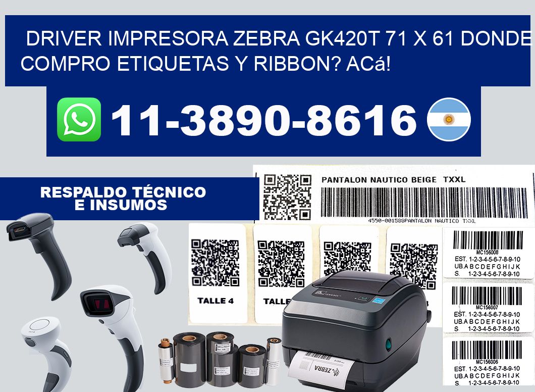 driver impresora zebra gk420t 71 x 61 Donde compro etiquetas y ribbon? Acá!