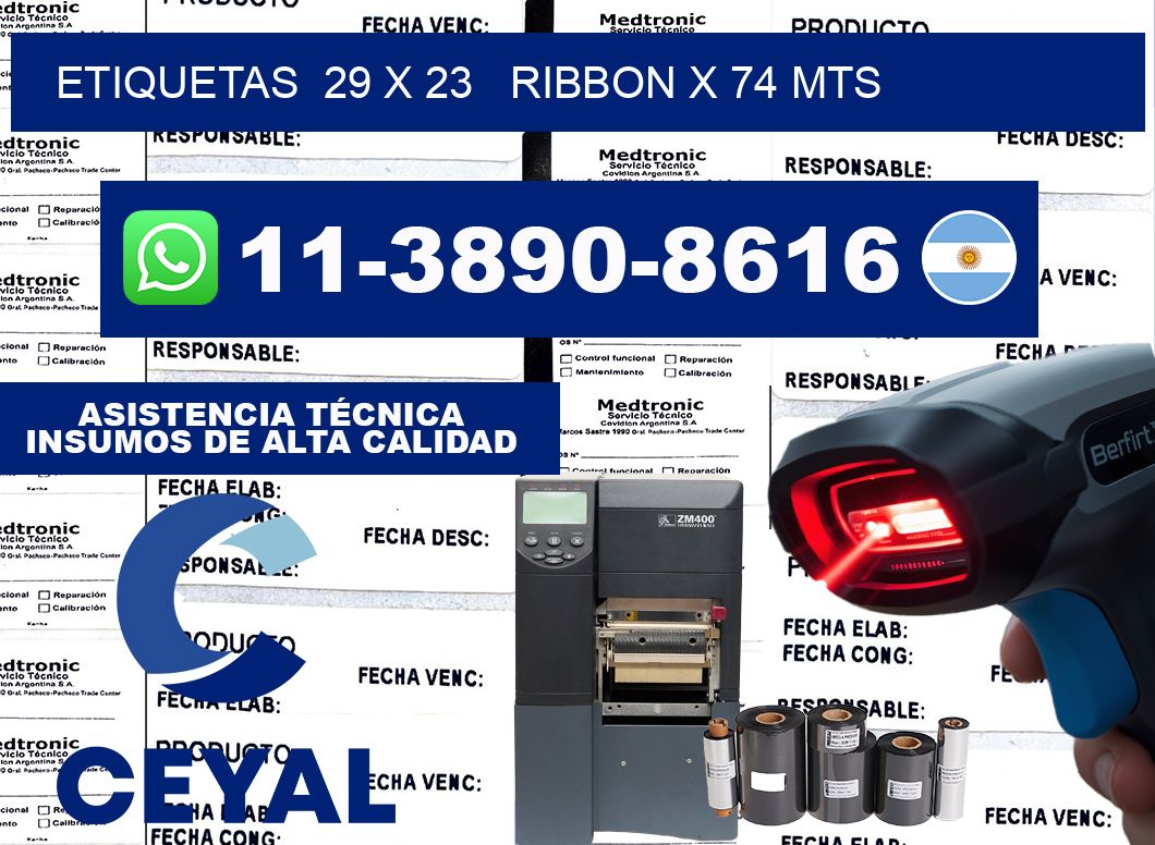 etiquetas  29 x 23   ribbon x 74 mts