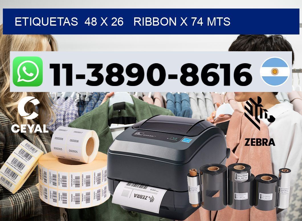 etiquetas  48 x 26   ribbon x 74 mts