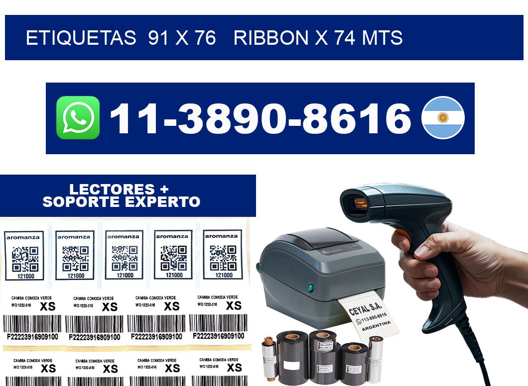 etiquetas  91 x 76   ribbon x 74 mts