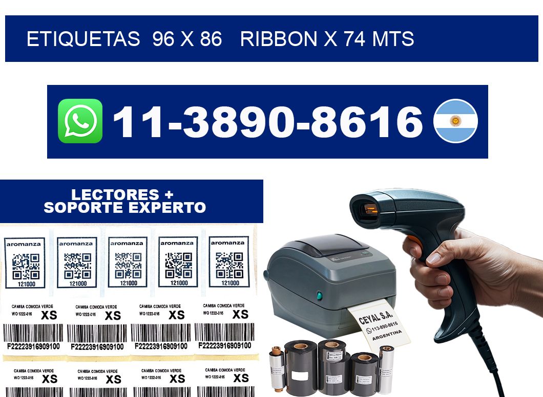 etiquetas  96 x 86   ribbon x 74 mts
