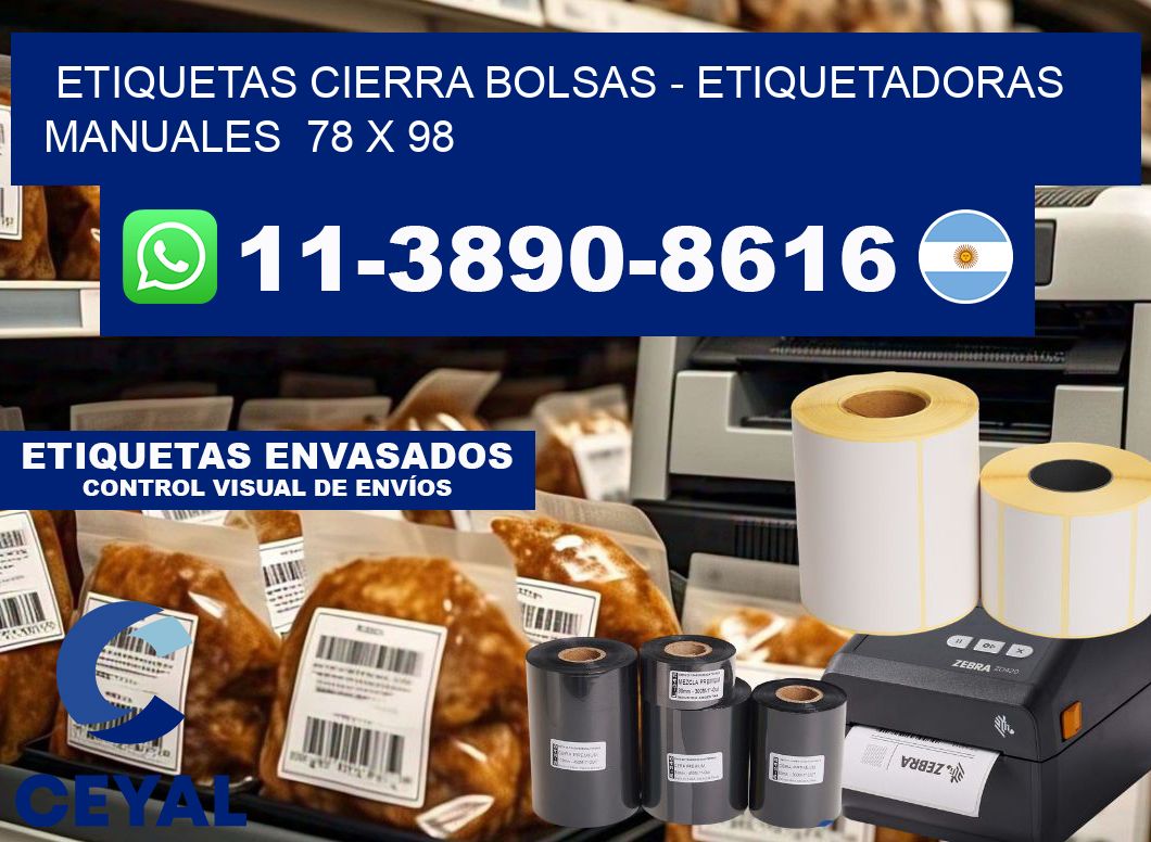 etiquetas cierra bolsas - Etiquetadoras Manuales  78 x 98
