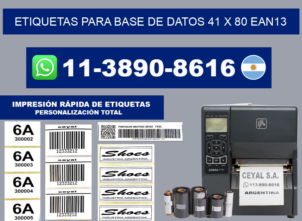 etiquetas para base de datos 41 x 80 ean13
