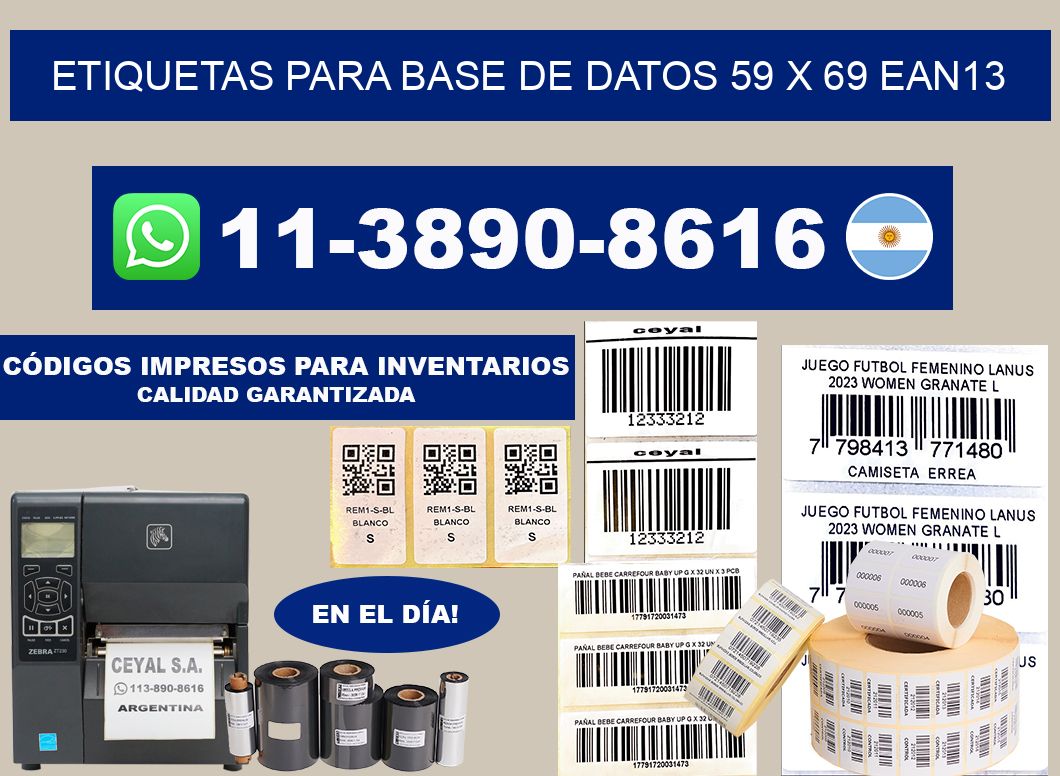 etiquetas para base de datos 59 x 69 ean13