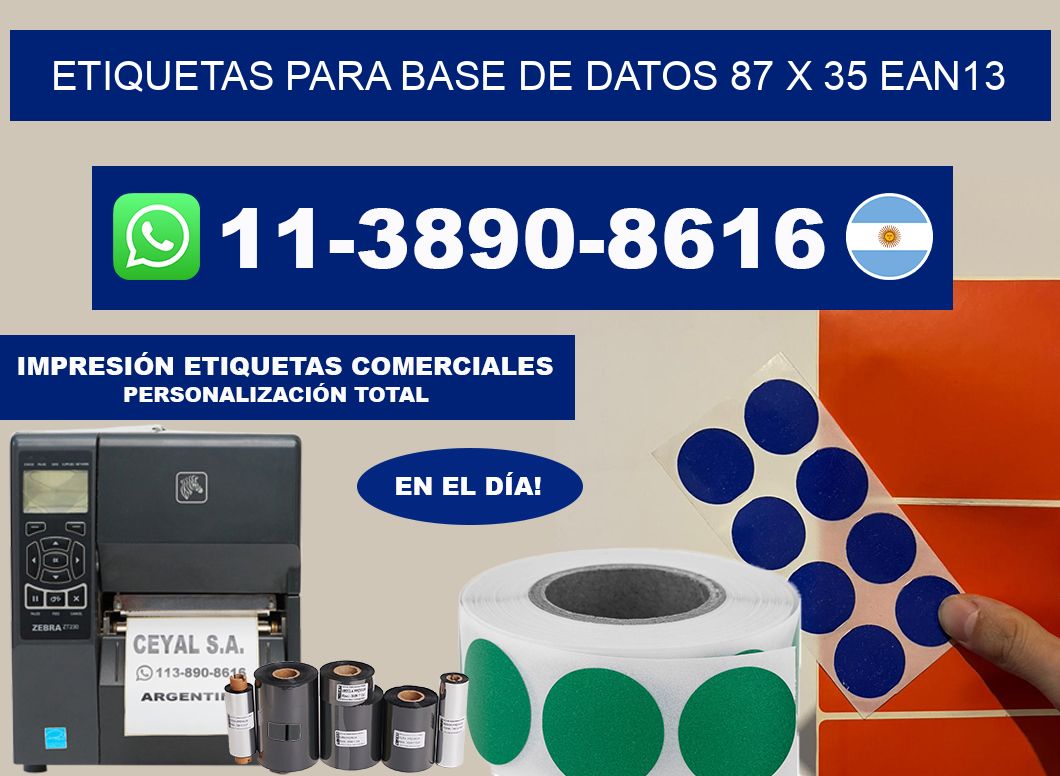 etiquetas para base de datos 87 x 35 ean13