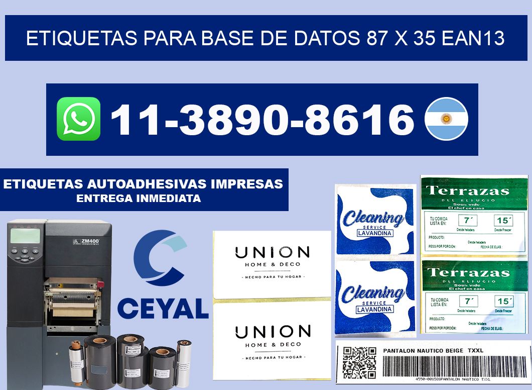 etiquetas para base de datos 87 x 35 ean13