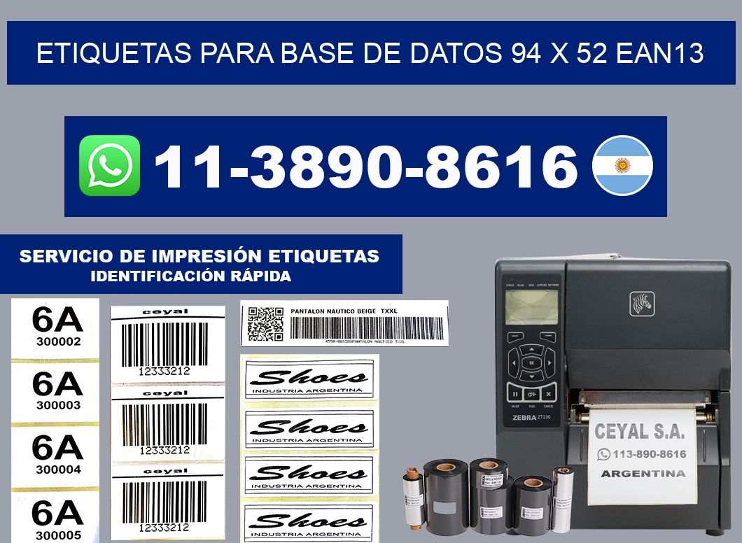 etiquetas para base de datos 94 x 52 ean13