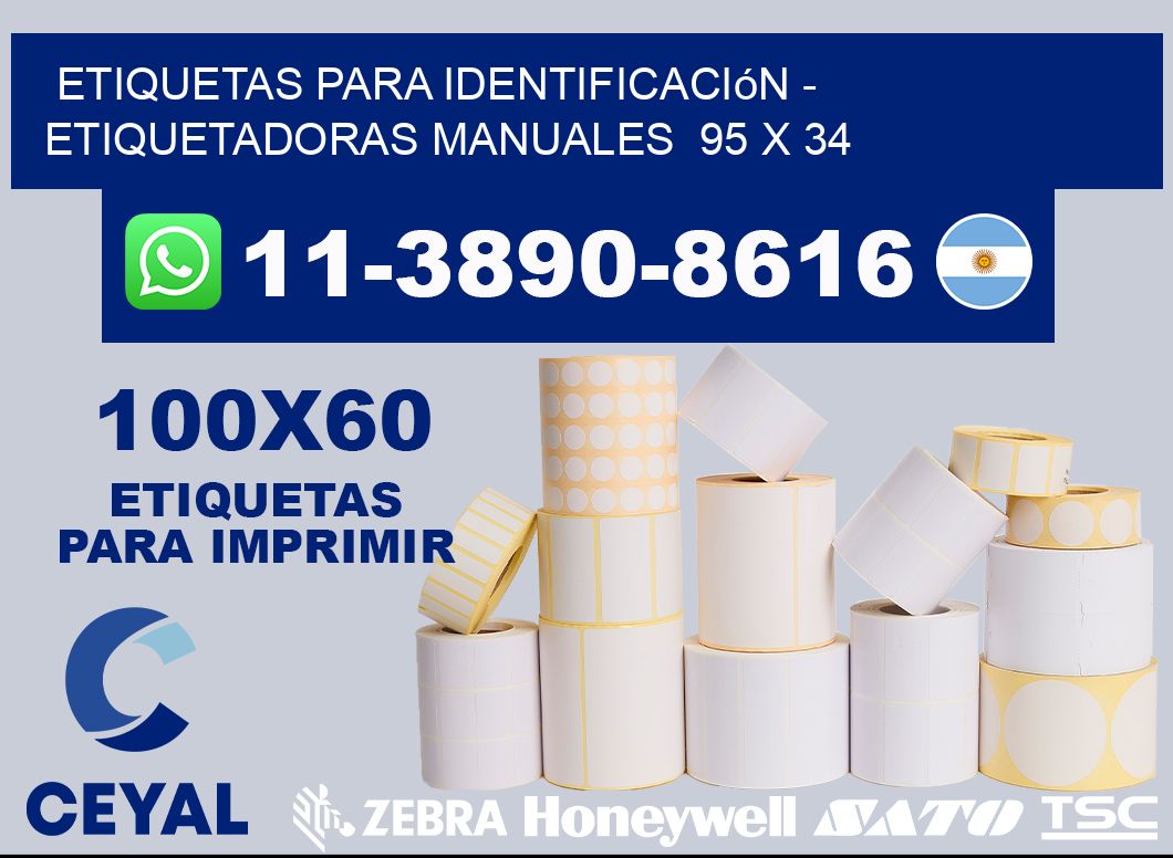etiquetas para identificación - Etiquetadoras Manuales  95 x 34