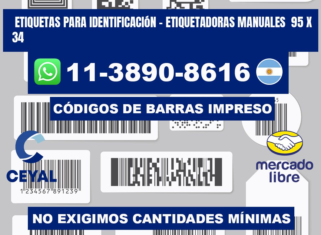 etiquetas para identificación - Etiquetadoras Manuales  95 x 34