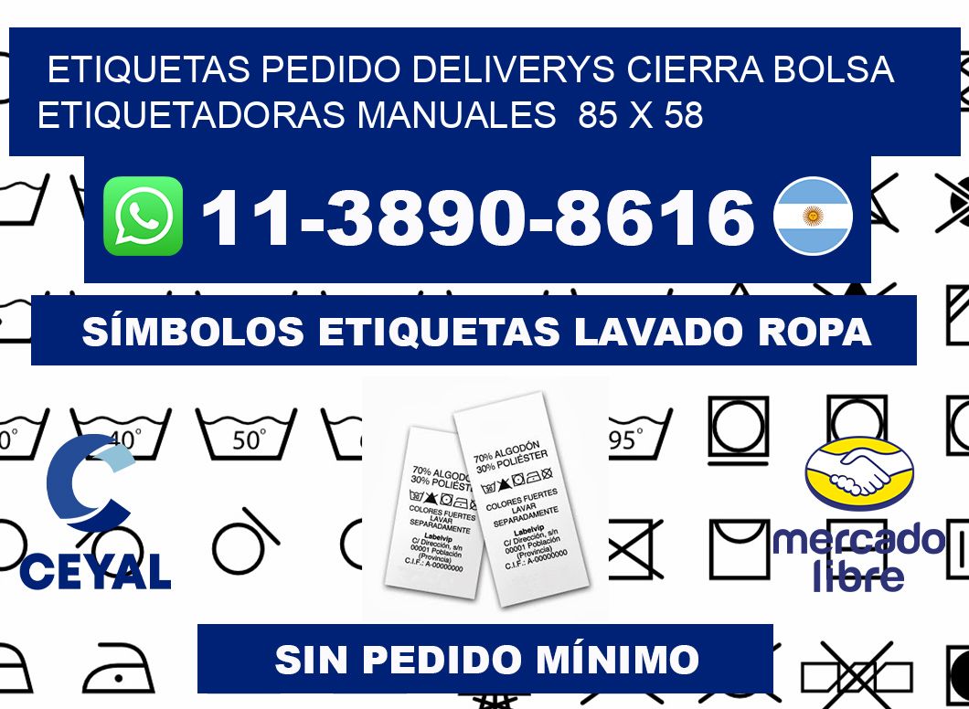 etiquetas pedido deliverys cierra bolsa  Etiquetadoras Manuales  85 x 58