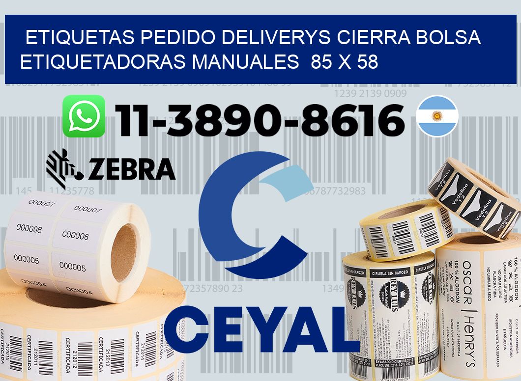etiquetas pedido deliverys cierra bolsa  Etiquetadoras Manuales  85 x 58